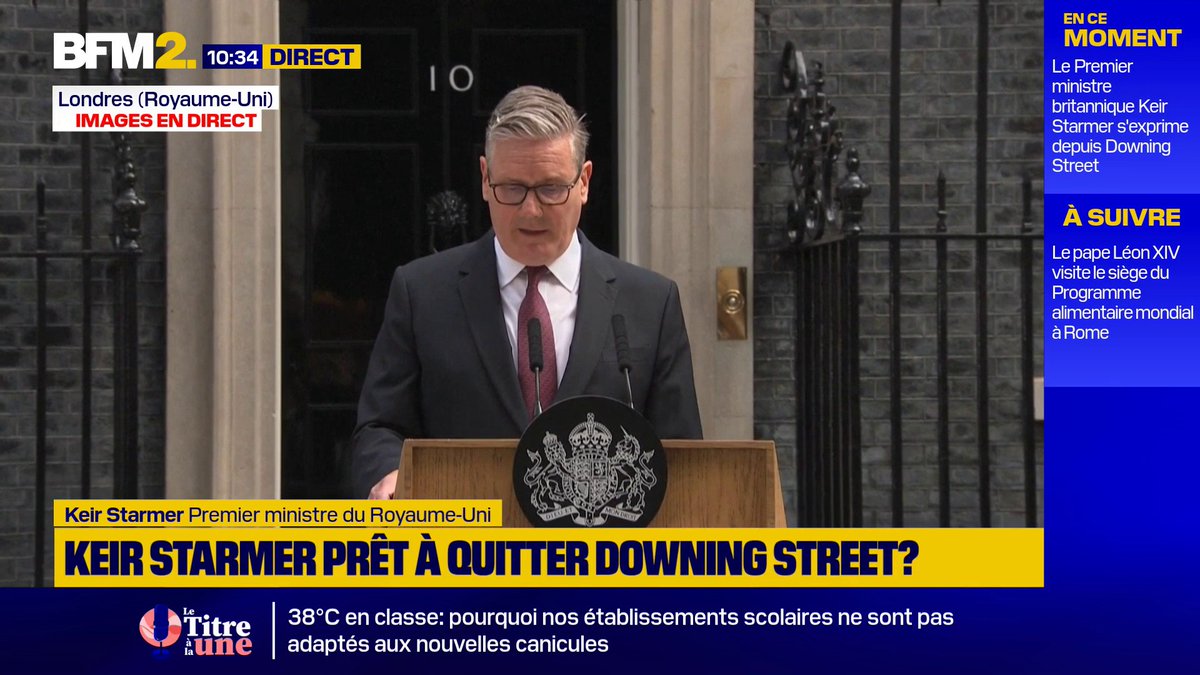 Keir Starmer : "Chaque décision que j'ai prise visait à faire passer le pays que j'aime en premier. C'est pourquoi je vais démissionner en tant leader du Parti travailliste. J'ai parlé à Sa Majesté le Roi ce matin pour l'informer de ma décision." #BFM2