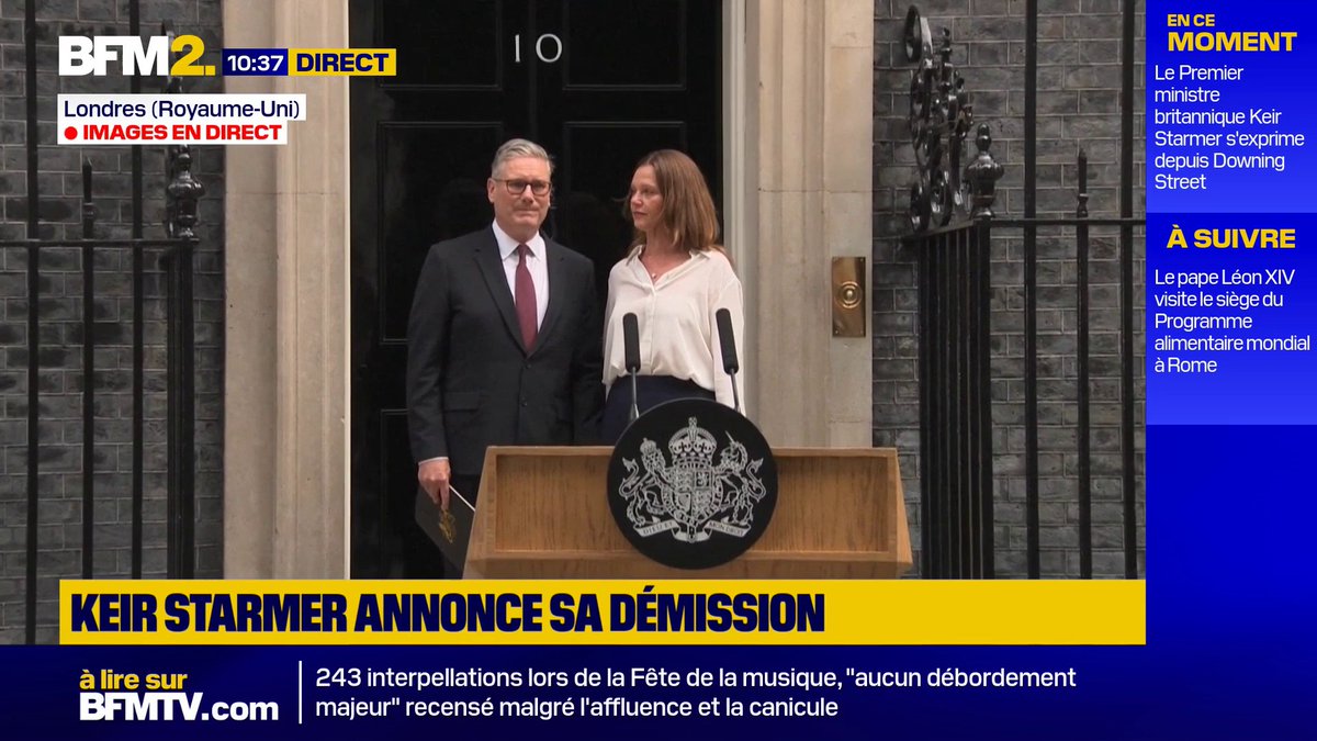 Royaume-Uni: l'émotion de Keir Starmer après l'annonce de sa démission #BFM2