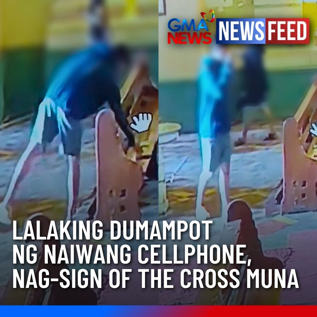 DASAL MUNA BAGO DAMPOT? Nag-sign of the cross at bahagyang lumuhod pa ang lalaking ito bago tuluyang damputin ang naiwang cellphone sa loob ng simbahan. Pero nang subukang tawagan ng may-ari ang device, nakapatay na ito at hindi na ma-contact. Maibalik pa kaya ang cellphone?