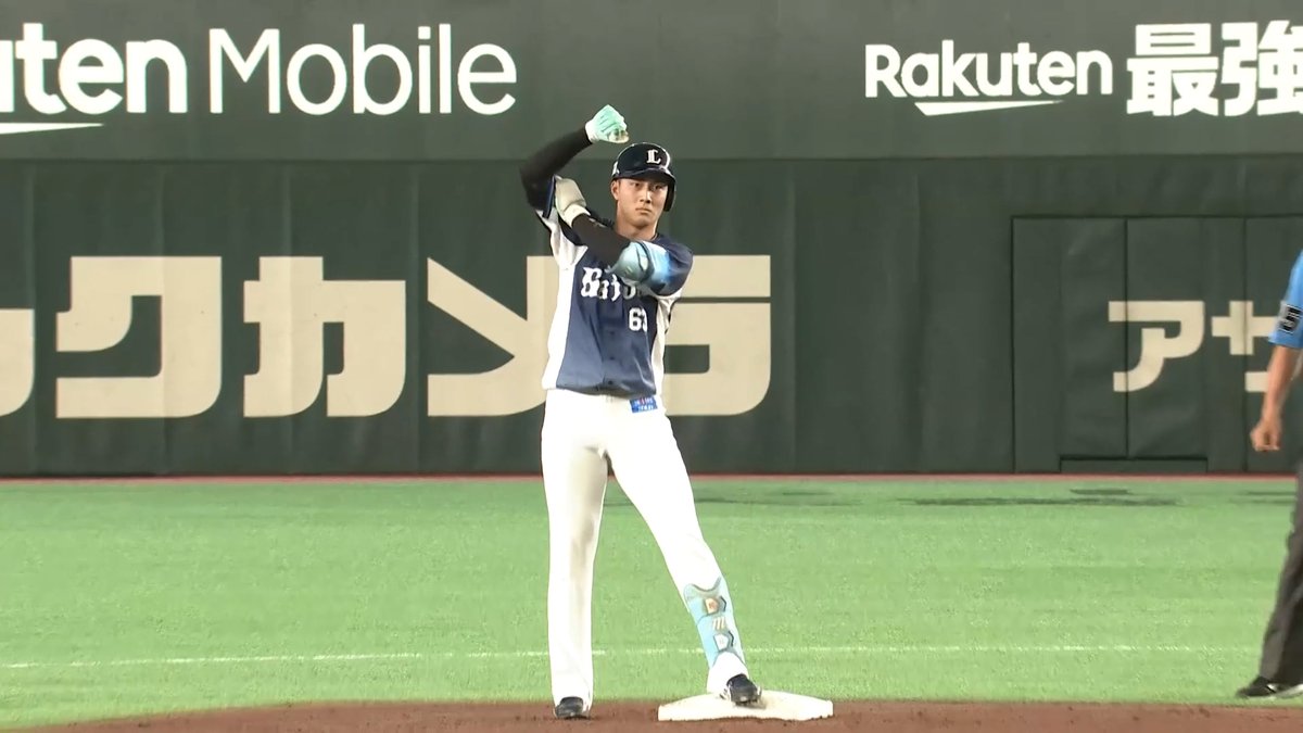 #長谷川信哉 選手がセンターオーバーの2点適時二塁打で続く！ この回一挙3得点と、チャンスを逃しません！ #seibulions #打破