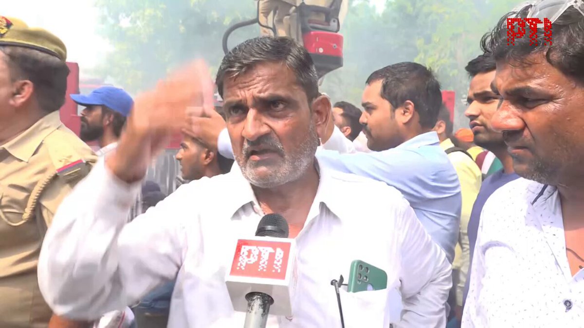 VIDEO | Lucknow Coaching Centre Fire: A local resident said, "The fire may have been triggered by a spark. Seven to eight students jumped from the building to save themselves. However, around 20 to 25 students are still feared to be trapped inside." (Full video available on PTI Videos -