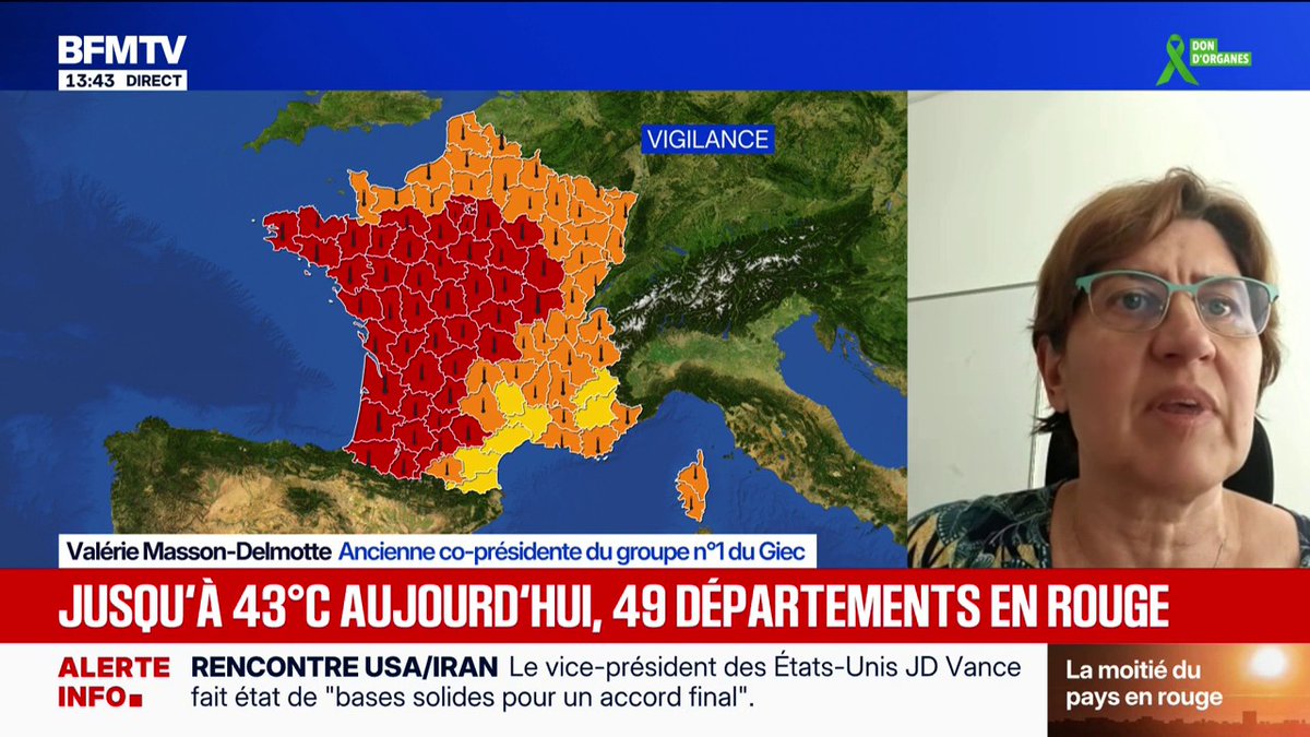 Canicule: "Un évènement comme celui-ci, c'est quelque chose qui est attendu et qui avait été annoncé", affirme Valérie Masson-Delmotte, ancienne co-présidente du groupe n°1 du Giec