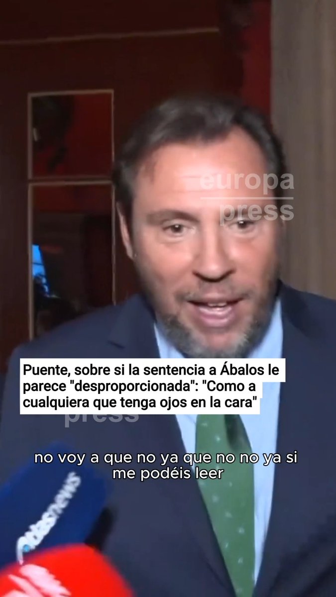 Óscar Puente, sobre si la sentencia a Ábalos le parece "desproporcionada": "Como a cualquiera que tenga ojos en la cara"