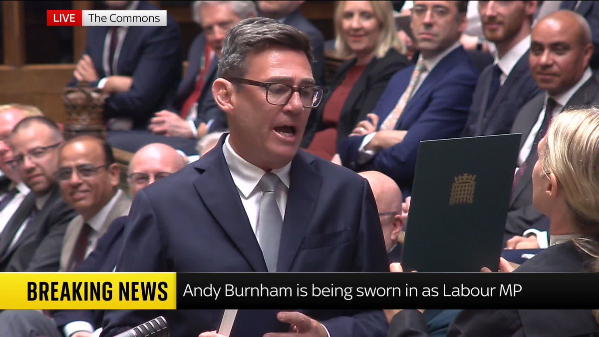 BREAKING: Andy Burnham sworn in as Labour MP 📺 Sky 501, Virgin 602, Freeview 233, and YouTube