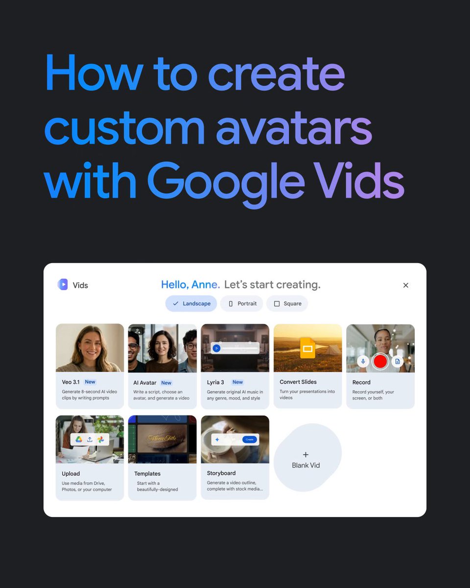 Creating training videos at scale used to be a heavy lift. 🎬👤 Now Google Vids lets you design custom AI presenters that speak 24 languages. Try it at no cost on desktop →