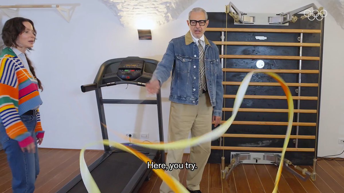 Getting ready for #OlympicDay in style! 🤸 Olympic rhythmic gymnast Emilie Goldblum teaches her husband Jeff Goldblum a few World Gymnastics moves... and we're quite impressed!👏 Why don't you give it a try? #LetsMove I Team Canada I Gymnastics Canada I Emilie Goldblum I Jeff Goldblum