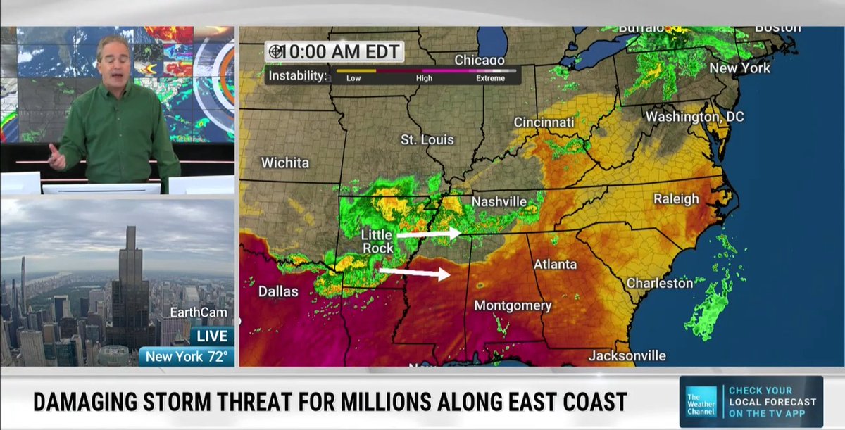 Dr. Greg Postel is tracking severe weather moving east Monday into the Deep South and Tennessee Valley, bringing a threat of damaging winds, hail and isolated tornadoes.