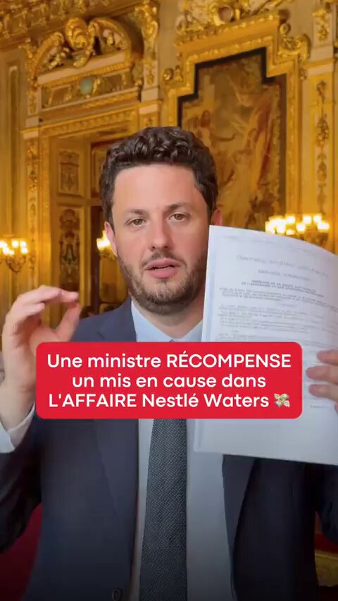 🇫🇷FLASH INFO : Didier Jaffre, mis en cause dans le scandale Nestlé Waters, vient d’être promu directeur de cabinet de la ministre de la Santé. Le sénateur Ouizille dénonce : « Jaffre est protégé par Macron. » On ne punit pas les responsables, on les récompense.