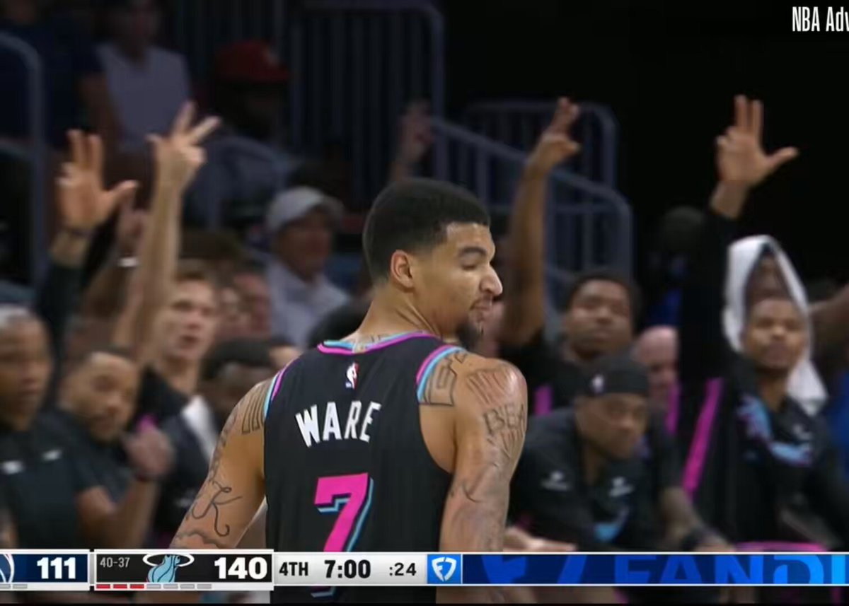 Kel’el Ware is legit Giannis 2.0, the Heat package is better for the future. 24/19/2 with 7 blocks on 67% this game As a starter this season: 13 PPG, 11 RPG and 1.2 BPG