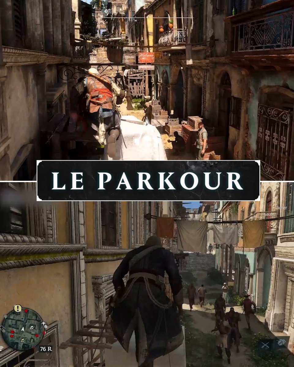 PARKOUR ! 🏃♂️➡️ La fluidité et le contrôle du joueur sont au cœur des améliorations d'Edward dans AC Black Flag Resynced, avec l'option du parkour avancé pour celles et ceux qui le souhaitent ! 🕹️
