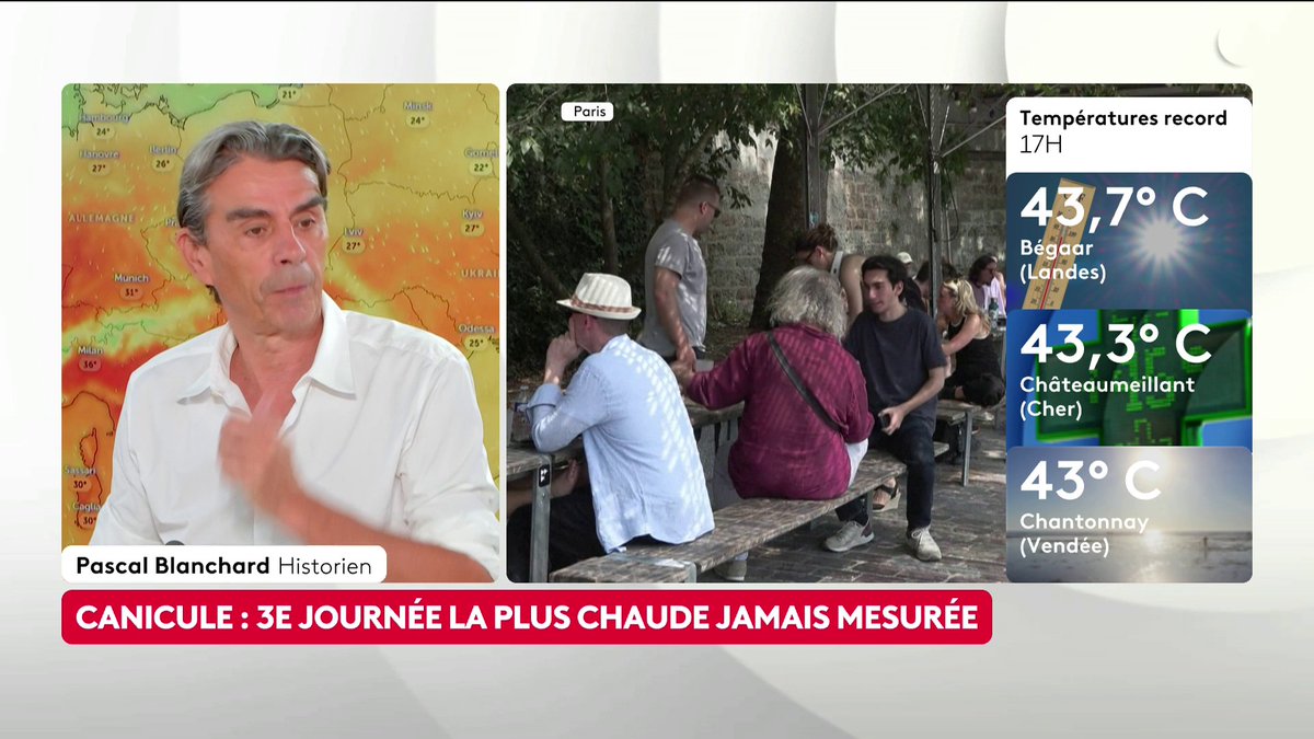 🔴 🗣️ Canicule : "D'un seul coup on vient de comprendre pourquoi il fallait des arbres [...] En France il n'y avait pas encore cette culture [...] de planter des arbres, de recréer des zones d'ombrage", constate l'historien Pascal Blanchard. #ToutEstPolitique #Canal16