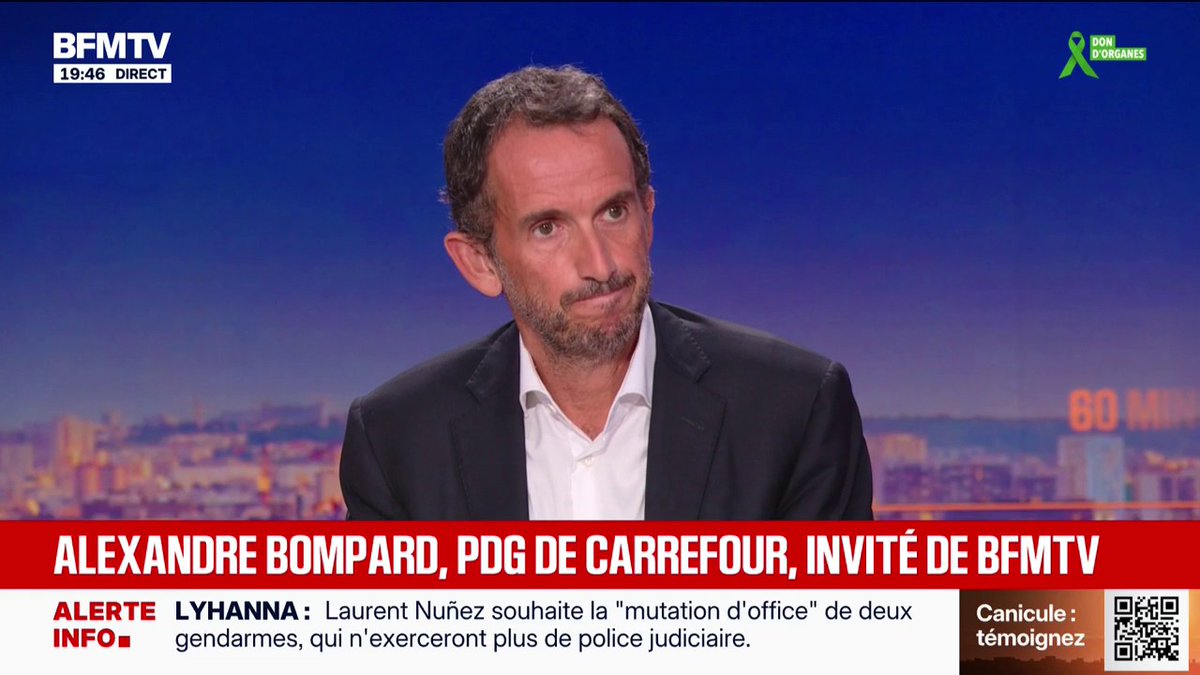 "Je ne suis pas totalement favorable" au congé climatique, explique Alexandre Bompard, PDG de Carrefour