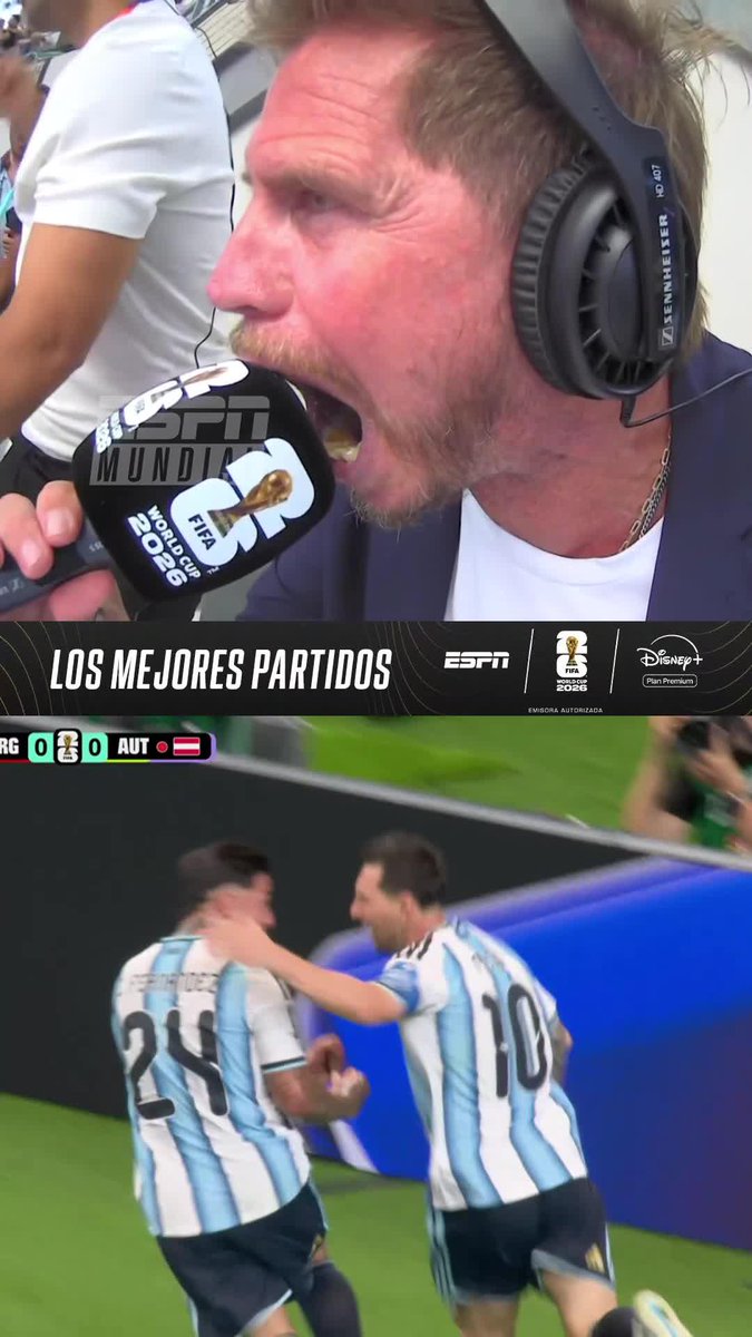 ¡LO GRITARON CON TODO! Así festejaron Sebastián Vignolo y Sergio Kun Aguero el golazo de Leo Messi ante Austria. 🙌🏻 #ESPNMundial 📺 Mirá los mejores partidos de la #FIFAWorldCup por ESPN, en el Plan Premium de #DisneyPlus
