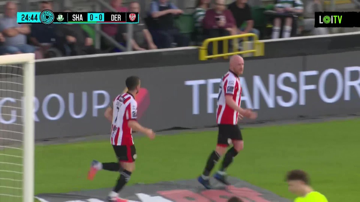 Derry City lead in Tallaght through a magnificent Liam Boyce header! 🎯