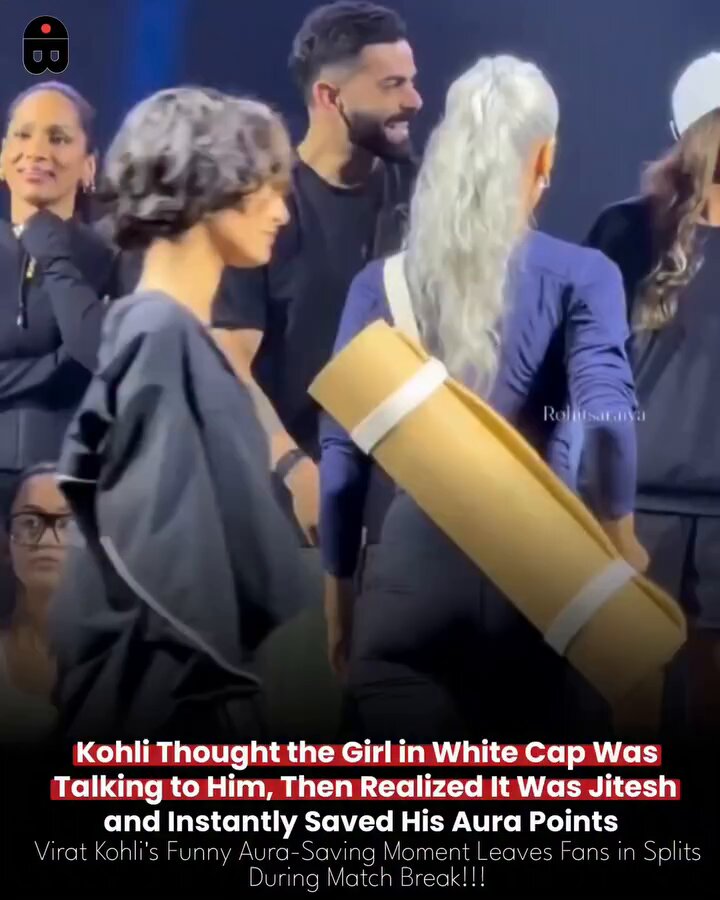 Kohli turned little left thinking that girl in white cap is talking to him, then realised it's Jitesh and instantly saved his aura points 😭