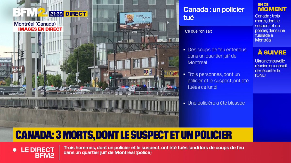 Trois personnes, dont un policier et le suspect, ont été tuées au Canada lors de coups de feu dans un quartier juif de Montréal #BFM2