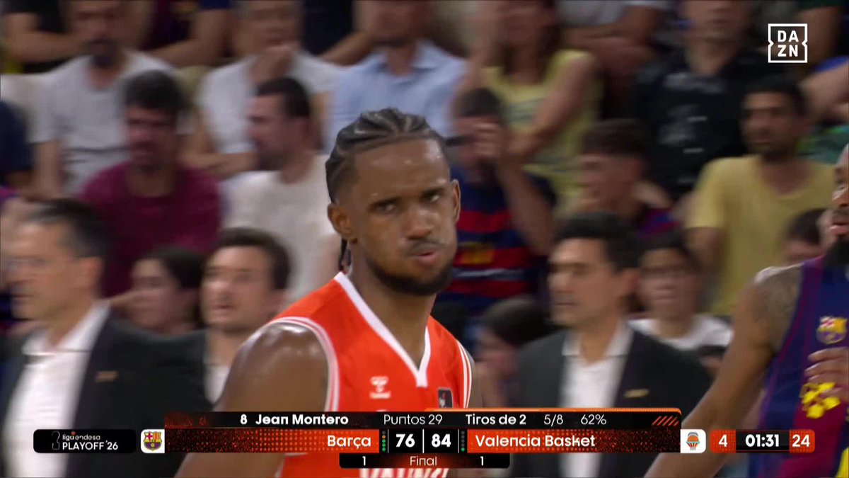 Lo de Jean Montero es puro cine 🍿 29 puntos, 5 rebotes, 6 asistencias... ¡Y UNA ACTUACIÓN DE MVP PARA PONER LA SERIE A FAVOR DE Valencia Basket Club! 🔥 #LigaEndesaxDAZN 🏀