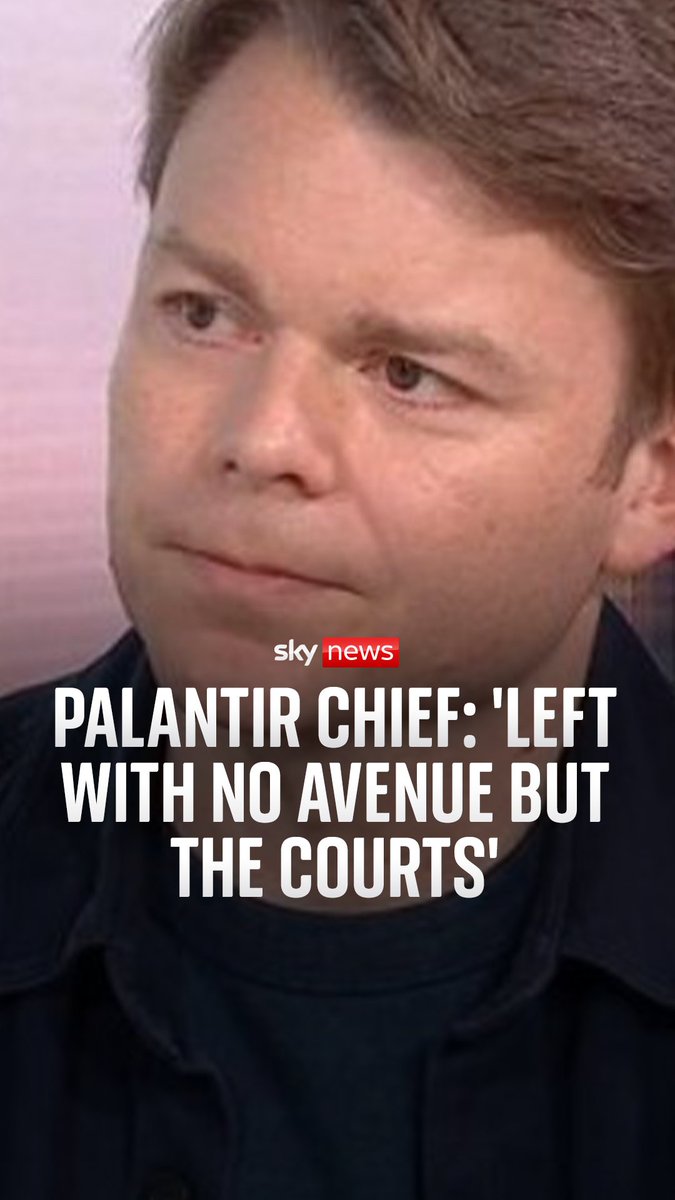The Met police are in a dispute with Sadiq Khan after he blocked a £50 million deal with U.S. tech firm Palantir. The tech company's UK chief executive has told Sky News that they have been 'left with no avenue but the courts'.