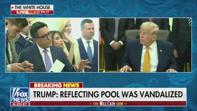 Q: In April, you said you had a guy who was going to do the Reflecting Pool renovation in a week for about a million dollars. It's been 2 months, $16.5 million. Trump: Okay, ready? Barack Hussein Obama. Have you ever heard of him?