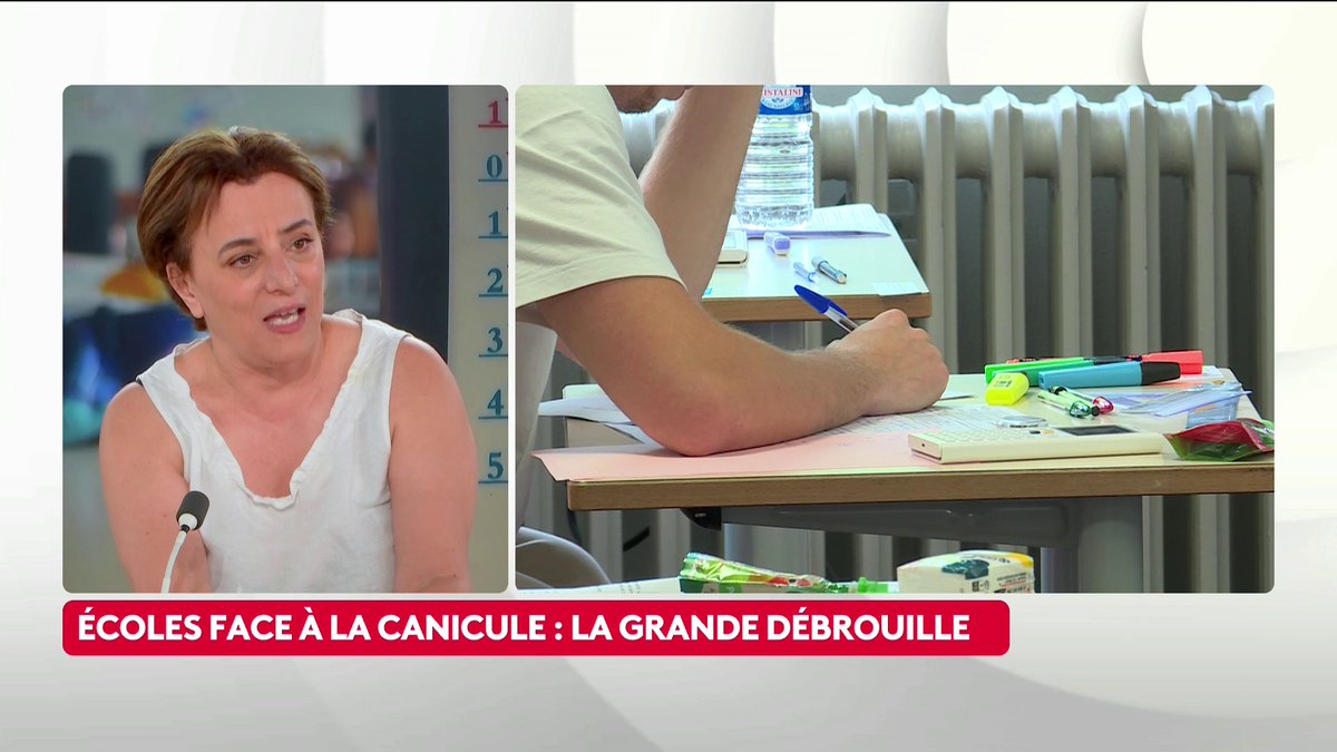 🔴 🗣️ Écoles inadaptées face à la canicule : "Ce sont des crimes climatiques des États, des décideurs politiques qui pendant des années, des décennies, n'ont rien fait", dénonce Yamina SAHEB @yamsaheb.bsky.social, chercheuse-enseignante à Sciences Po. Loïc de La Mornais #SurLeTerrain #Canal16