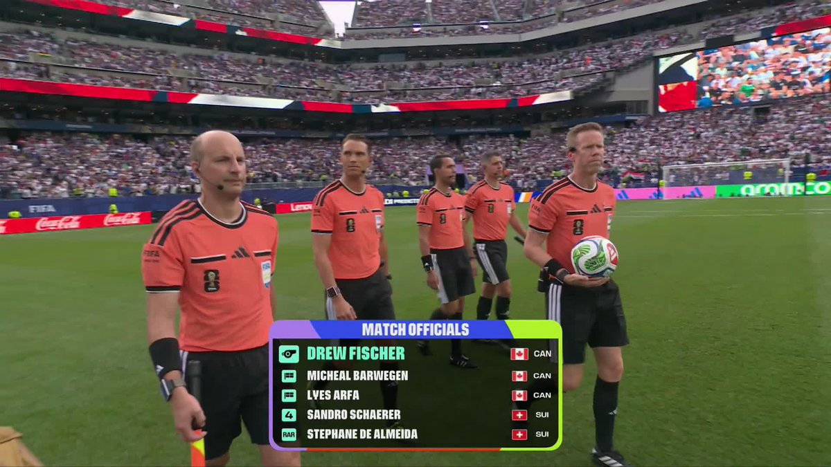 A Canadian crew are refereeing the France/Iraq game!