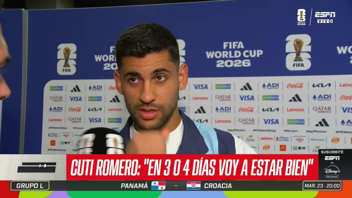 "SÉ QUE EN 3 O 4 DÍAS VOY A ESTAR BIEN" Cuti Romero sobre su estado físico tras salir con molestias en Argentina vs. Austria. ⚡ #ESPNMundial 📺 Mirá los mejores partidos de la #FIFAWorldCup por ESPN, en el Plan Premium de #DisneyPlus