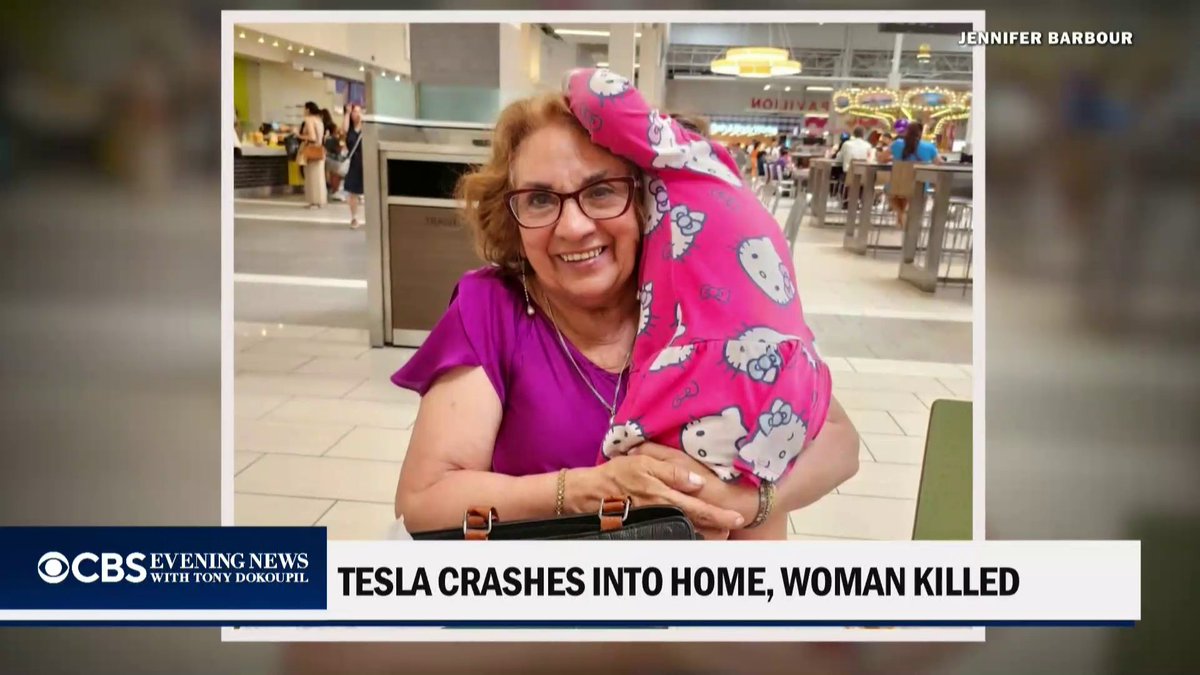 A 76-year-old woman was killed in Texas after a Tesla slammed into her home. The driver told investigators automated driving assistance was engaged at the time of the crash. Law enforcement says they found no signs of intoxication.