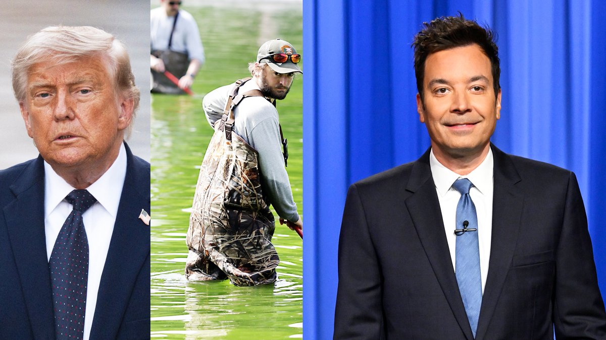 Trump hired a company called “Green Water Solutions” to paint the Lincoln Memorial Reflecting Pool “American flag blue.” #FallonTonight