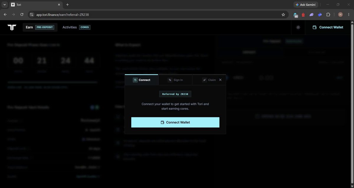 💥 Simple guide on Tori Finance Pre-deposit 💰Funding - undisclosed 🆕A yield protocol 💵Deposit stables to earn yield 📅Pre-deposit start - 23 June, 7:30PM IST 🧢Deposit cap - $50M 💸USDC/USDT ⛓️Chain - Ethereum 🪙30 Cores(points) per dollar per day 🎁2x points boost during pre-deposit ⚠️Pre-deposit phase- 30day lock up 💱Pre-deposit converts to the Ecosystem Vault after 30 days 🛅Ecosystem Vault 7 day withdrawal period 🔒So funds locked for 37 days 👇Steps 🔗 ✅Connect wallet ✅Deposit USDC/USDT when Pre-deposit open 🤏I'm going to deposit little funds ⚠️Keeping recent exploit season in mind, reduced my deposit cap 🫵Will u deposit? 💙Like 🔁RT