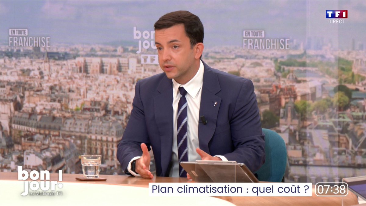Plan de climatisation : il faudrait "entre 30 et 40 millions de climatiseurs (...) L'absence de climatisation (...) c'est des pertes d'activité économiques (...) On gagnerait de l'argent à climatiser", Jean-Philippe Tanguy Ⓜ️ dans #BonjourLaMatinaleTF1