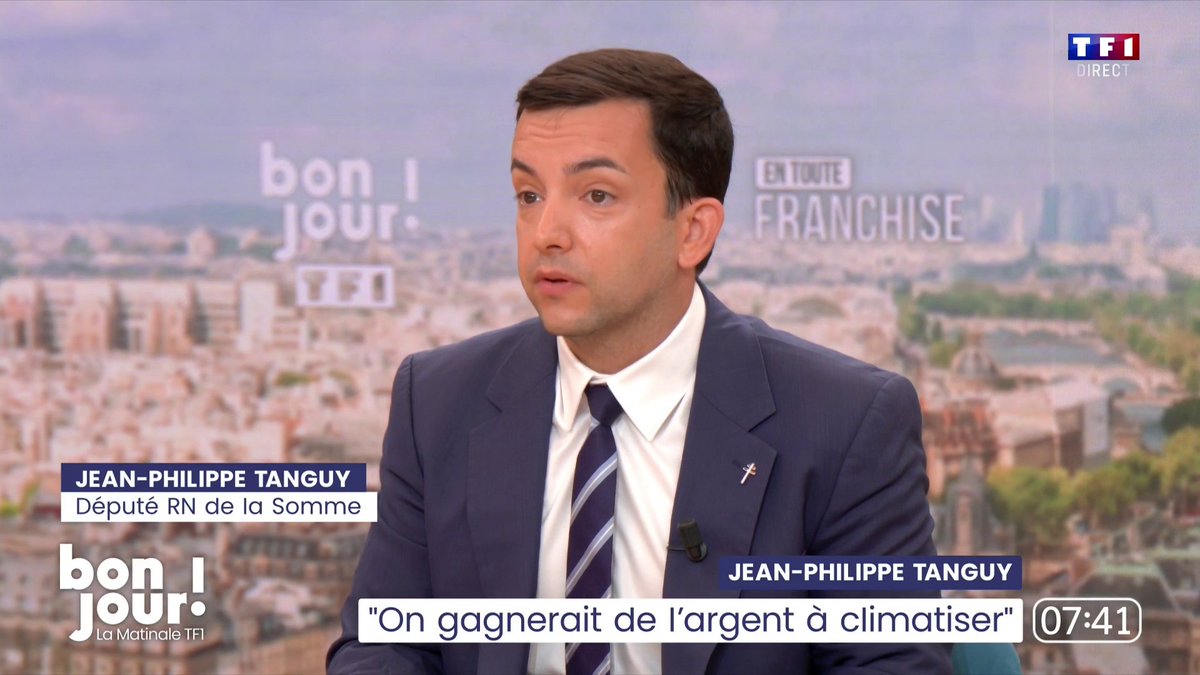 "Le programme du Rassemblement national a toujours été un programme de lutte contre le réchauffement climatique (...) On a toujours été écologiste", Jean-Philippe Tanguy Ⓜ️ dans #BonjourLaMatinaleTF1