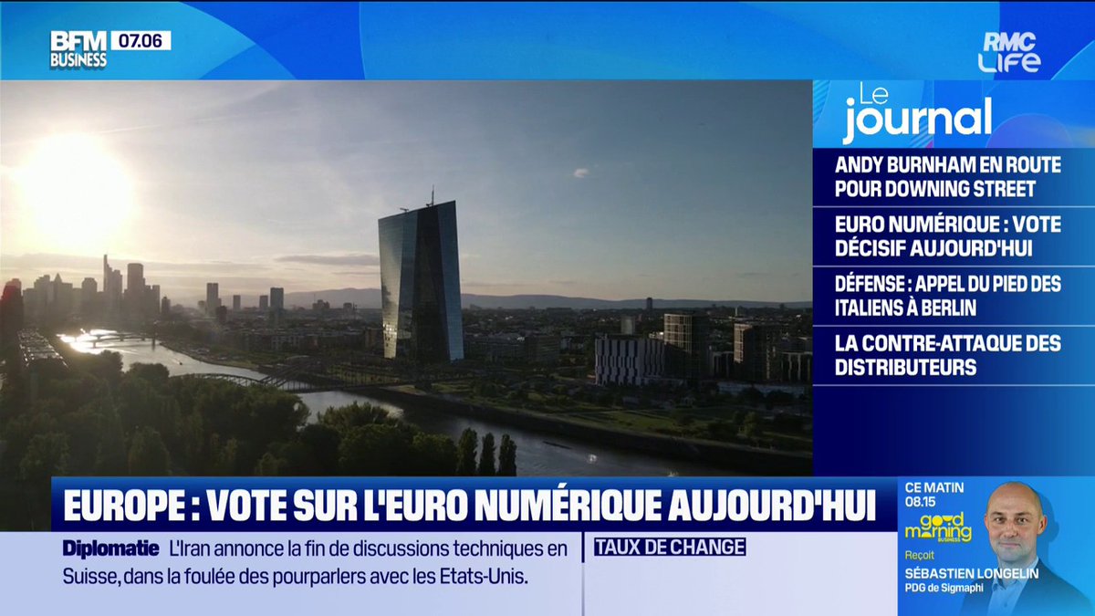 Euro numérique : l’Europe accélère 💶 L’Europe vote aujourd’hui sur l’euro numérique, un projet débattu depuis six ans. Objectif : proposer une alternative européenne à Visa et Mastercard. 🎙️ Astrée Olivier