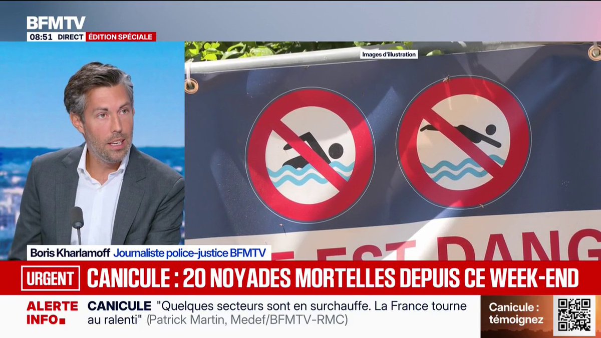 Canicule: la ministre des Sports évoque "une vingtaine de décès" par noyade depuis le "début du week-end"