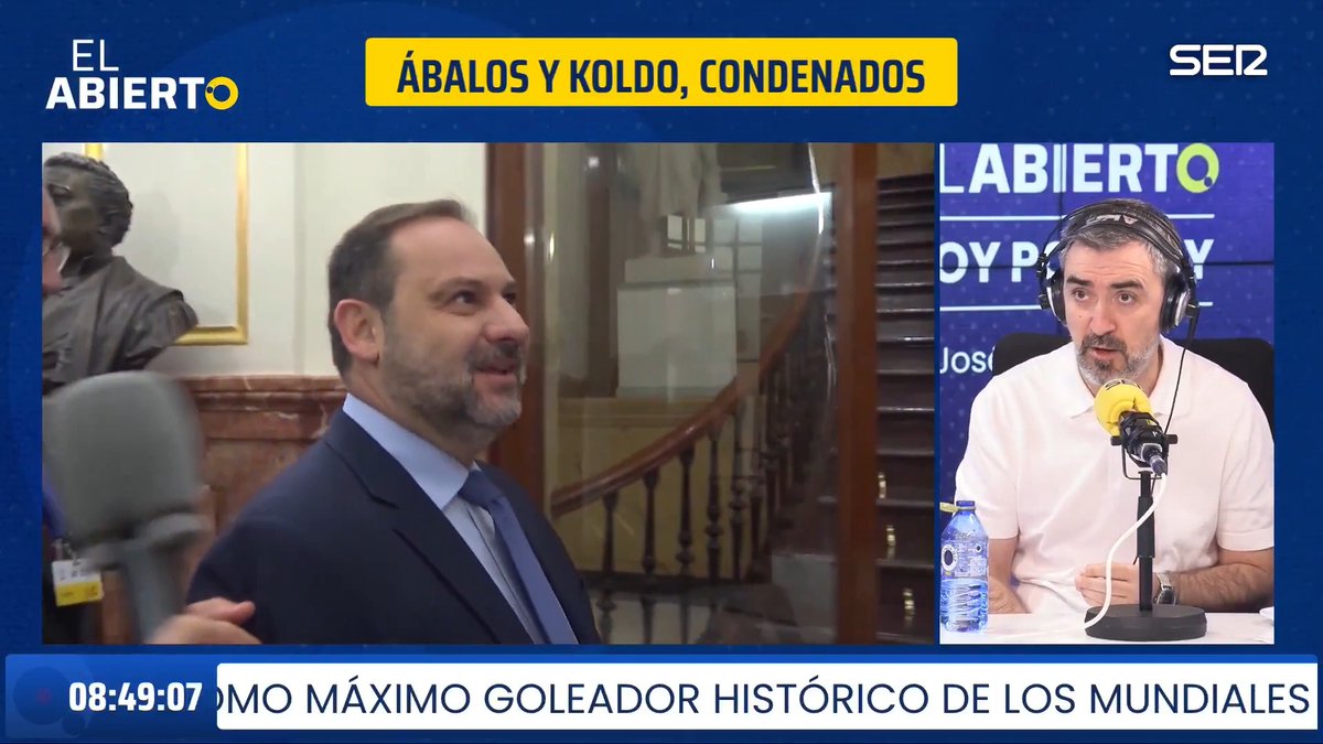 "Aldama empieza a colaborar 9 meses después de su detención y cuando la Guardia Civil ya le tiene bastante cogido. Y empieza a colaborar porque está en prisión por otra causa y se le libera de esa otra causa. Además, está demostradísimo que ha mentido" 📻 Ignacio Escolar en #ElAbierto