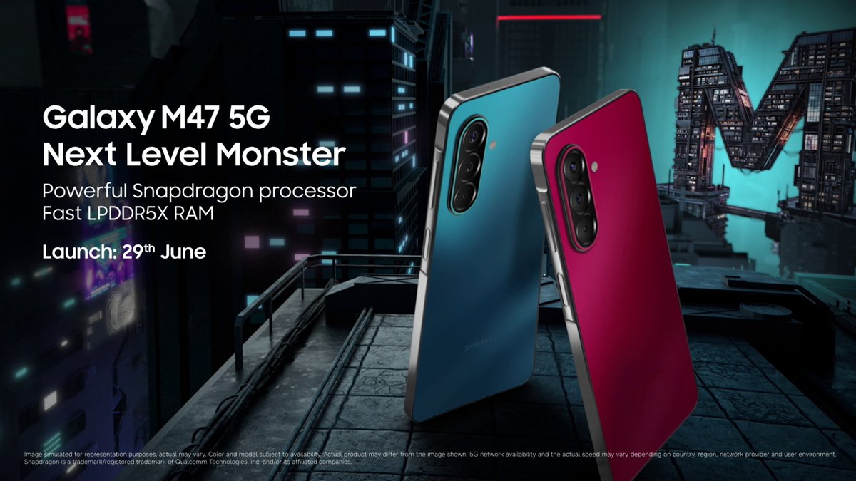A NEXT LEVEL MONSTER has entered the game. Presenting the all-new #GalaxyM47 5G - engineered for those who demand more. Experience powerful performance with a Snapdragon processor and LPDDR5X RAM, enhanced durability with Corning® Gorilla® Glass Victus+ and water & dust resistance, immersive viewing on a stunning 120Hz Super AMOLED display, and a long-lasting battery that keeps up with your day . Complete with a 50MP No Shake Cam for steady, 4K resolution videos, the Galaxy M47 5G is built to take every experience to the next level. #NextLevelMonster #LoveForMonster #Samsung