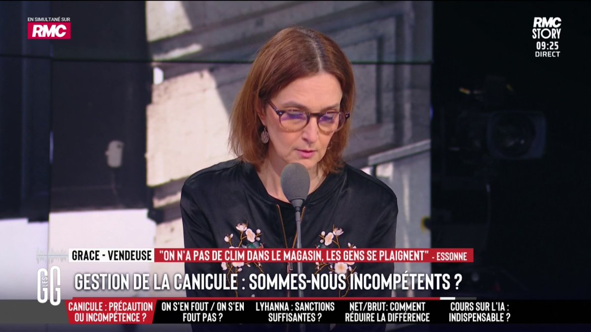 🥵 Canicule : appels au télétravail, galère dans les transports, écoles qui suffoquent. 📞 Grace, vendeuse, au 3216 : "On n'a pas de clim dans notre magasin. Il fait 35.6. On vend des animaux. On a annulé toutes nos commandes. Les animaux, eux, ont la clim." #GGRMC