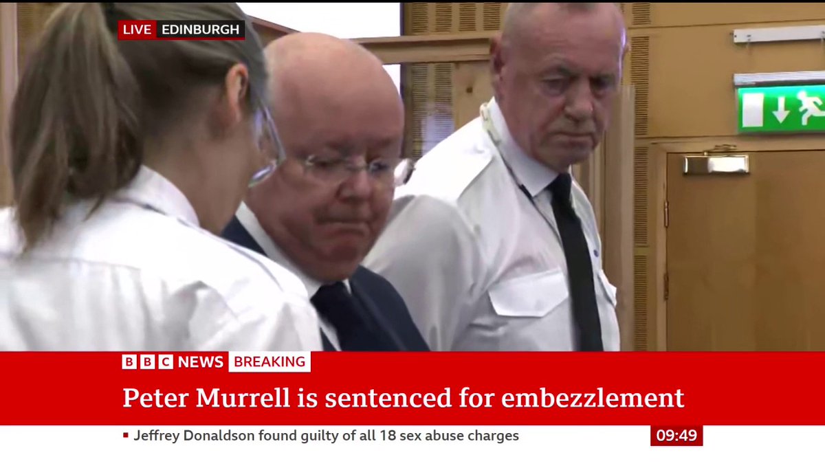 Peter Murrell's actions amount to a "significant breach of trust", Judge Lord Young says as he sentences the former SNP chief executive to five years and three months after he admitted embezzling more than £400,000 from the party Follow live reaction: