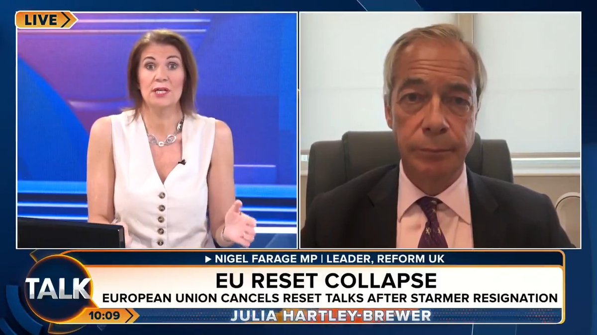 🚨"I haven't got a clue what Andy Burnham stands for. If there is a coronation, we will have a PM with no mandate." Reform UK Leader Nigel Farage says Brits are "tired" of the "unacceptable" chopping and changing of leaders over the past 10 years. Julia Hartley-Brewer | Nigel Farage MP