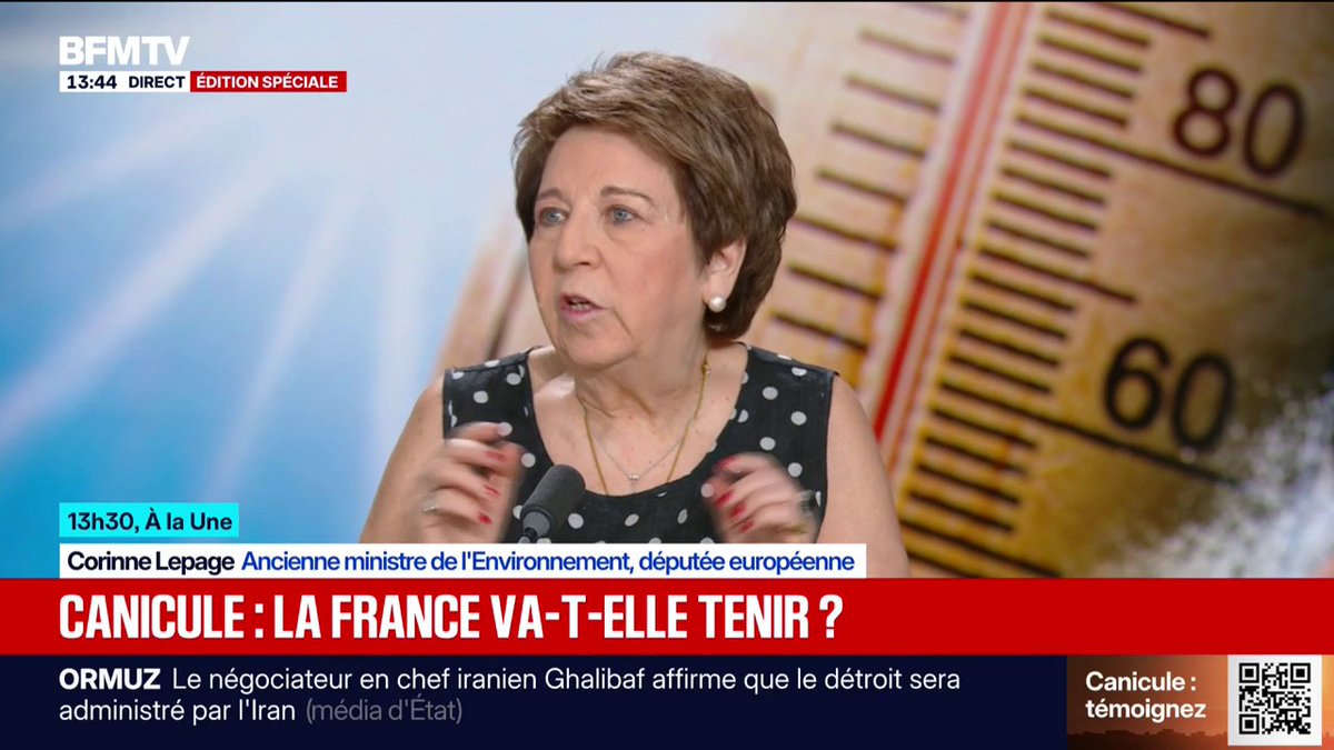Canicule: "Nous allons devoir revoir complètement nos villes, elles ne sont pas conçues pour un climat comme celui que nous avons aujourd'hui", affirme Corinne Lepage, ancienne ministre de l'Environnement