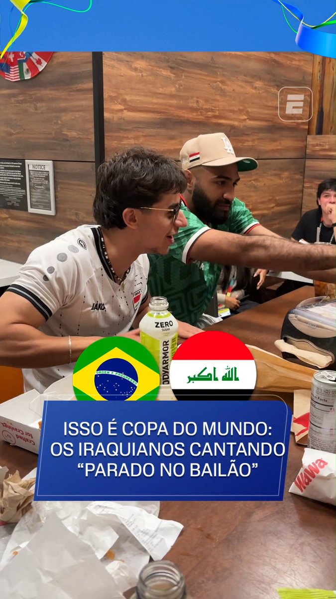 🚨MUNDO: Torcedores iraquianos cantando “Parado no bailão” em um restaurante na Philadelphia.