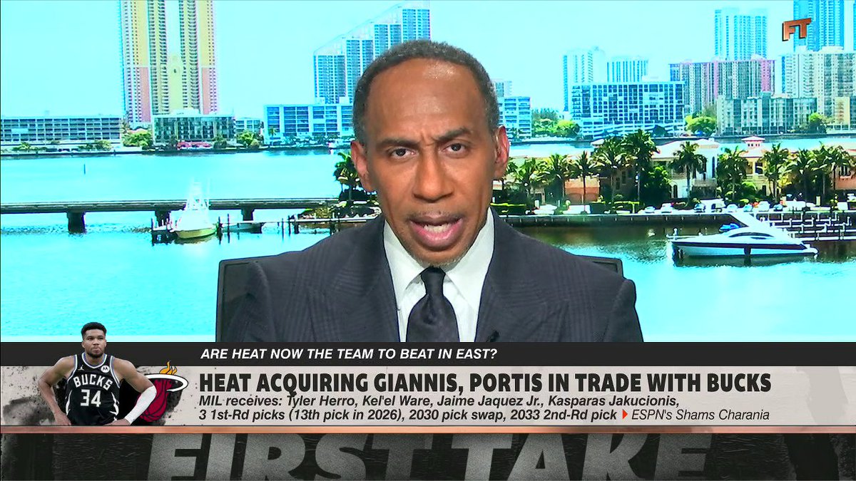 "Relevant, that's what the word is. ... [Giannis is] one of the top five players on the planet." —Stephen A Smith on what Giannis makes the Heat 👀