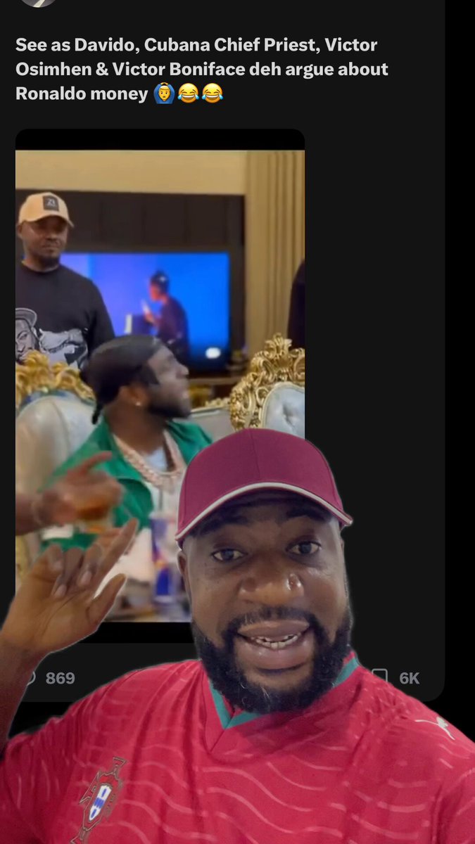 Davido asked Osimhen if Ronaldo has 5billuon dollars 🤣🤣🤣🤣. We are all same