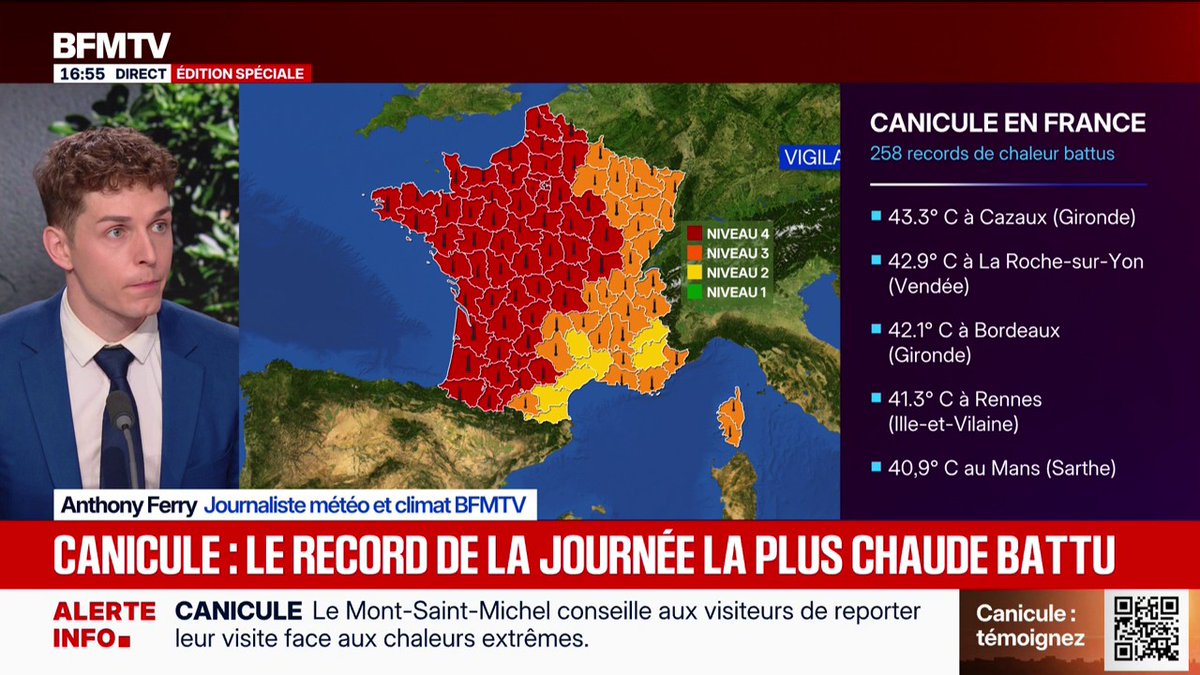 Canicule: la France connaît des températures plus chaudes que 98% du reste de la planète