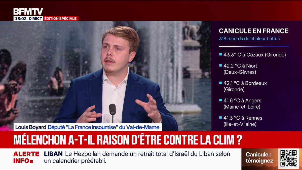 Louis Boyard (LFI): "Dans tous les lieux sensibles, les Ehpad, les écoles, les hôpitaux, il faut de la climatisation"