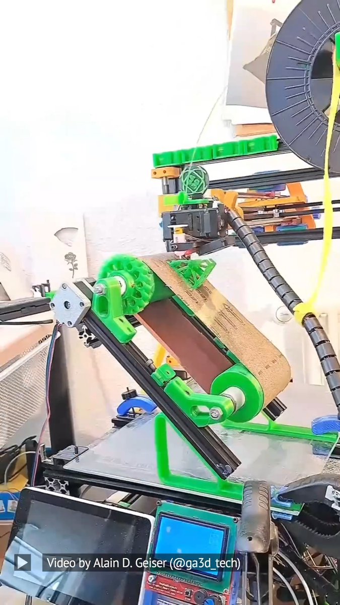 Mesmerizing 45-degree infinity module of the GA3D project in action. The GA3D Project is a “side-project” driven by a passion for the RepRap 3D printer theme, aiming to extend the RepRap/DIY (Do-It-Yourself) spirit to other processes and fields. The basic machine consists of a frame with a fixed table, and a 3-axis Cartesian robotic arm with CoreXY kinematics crossed in the XY plane. A very simple tool changer is located at both ends of the robotic arm. This makes it a modular machine that can be easily converted into any machine. Video Credit: Alain D. Geiser #3dprinting #3dprinter #additivetechnology #additivemanufacturing #engineering #technology
