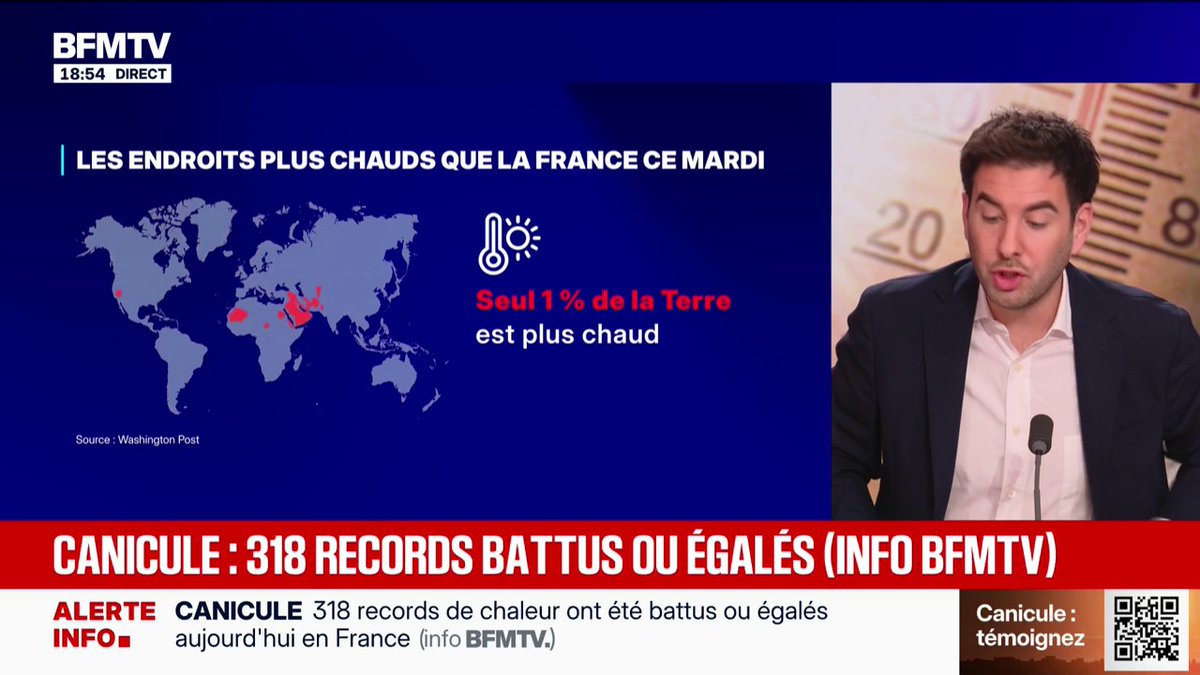 Canicule: seulement 1% de la surface de la Terre est plus chaud que la France