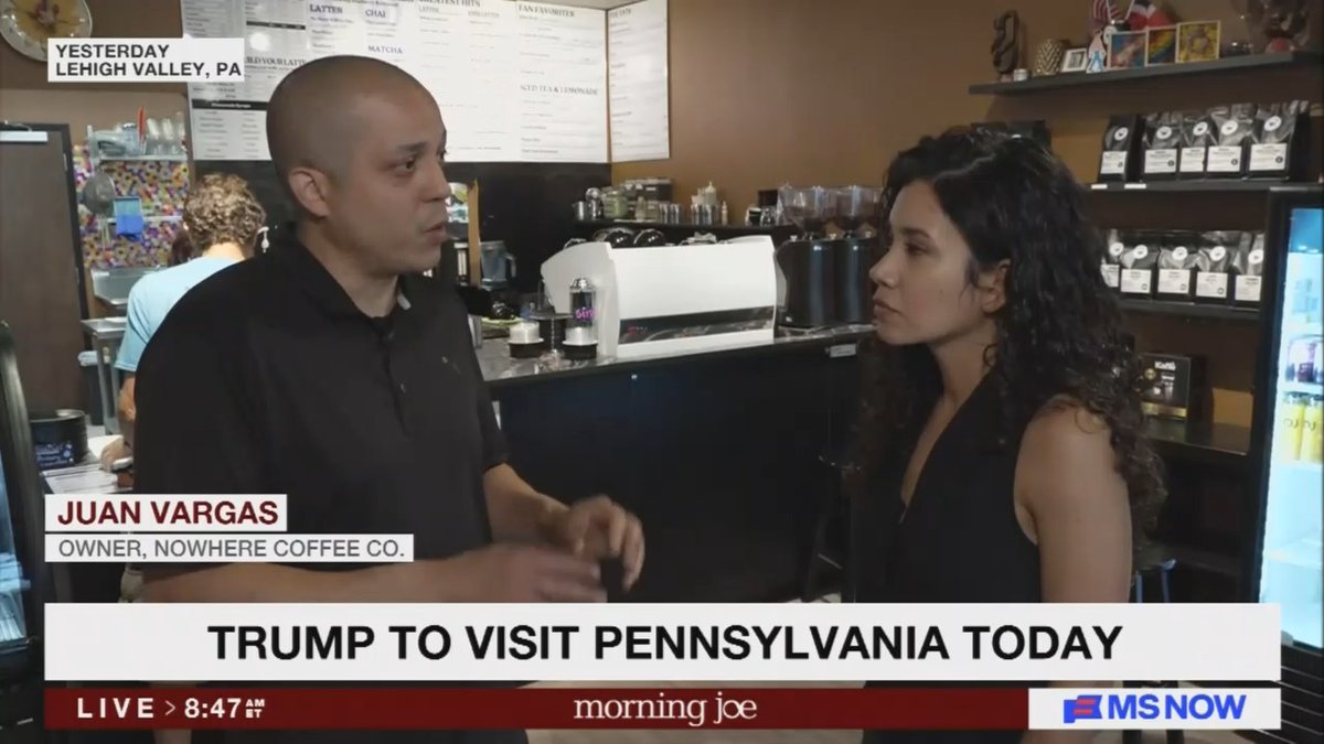 Voters in Lehigh Valley Pennsylvania on what they'd tell Trump during his visit to PA today: "I don't think he really cares that the prices here in Lehigh Valley are skyrocketing and, you know, our wages aren't getting any better, but the cost of living is worse."