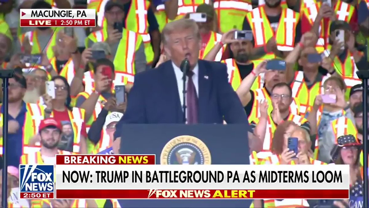 NOW: President Trump is greeted by roaring “USA” chants as he begins his speech in Macungie, Pennsylvania.