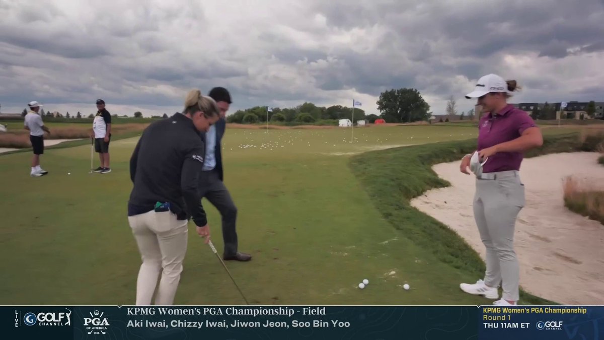 We've got the LPGA Commish out here chipping at the KPMG! Mel Reid gives it a go and ... we're so sorry Mel 🤣 😭