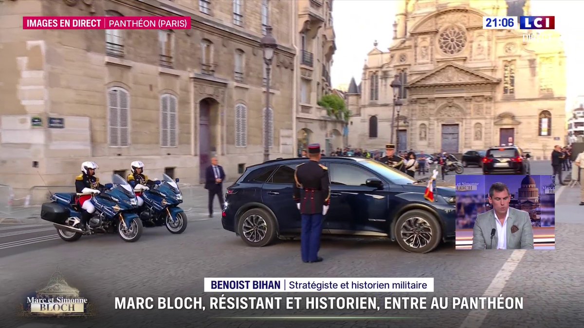 🔴 L'hommage de la nation à Marc et Simonne Bloch Le président de la République Emmanuel Macron arrive au Panthéon, la Marseillaise est jouée.
